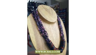 Fashion Beaded coloring Necklace with Rings Wooden